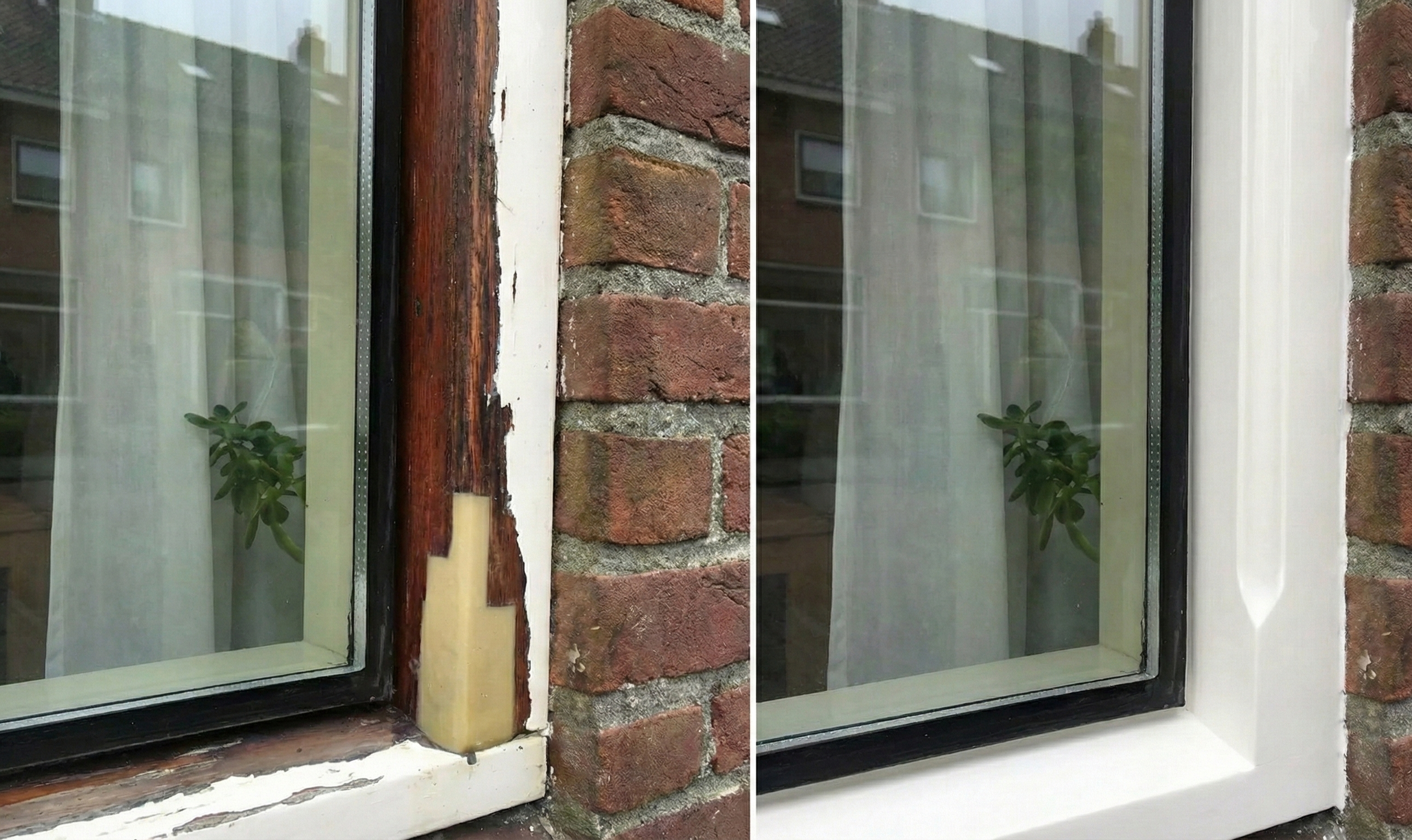 Houtrot reparatie voor en na