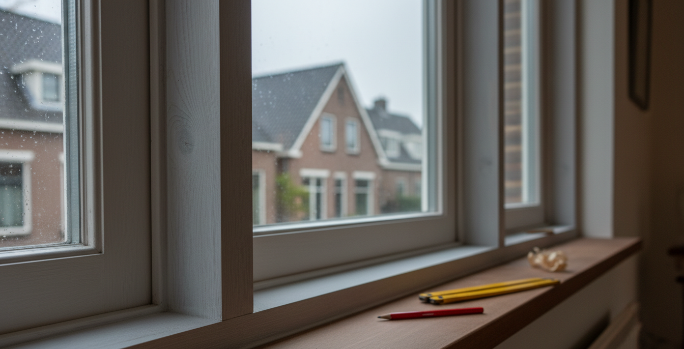 Voorbeeld van houten kozijnen vervangen - draai- en kiepramen met HR++ glas